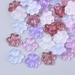 Mixed Color Translucent Resin Charms, Dog Paw Prints, Mixed Color, 12x12.5x3.5mm, Hole: 1.4mm