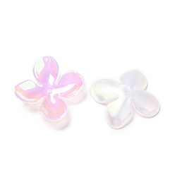 Pearl Pink Opaque Acrylic Bead Caps, AB Color, 4-Petal Flower, Pearl Pink, 27x26x6mm, Hole: 1.8mm