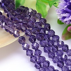 Medium Purple Faceted Polyhedron Imitation Austrian Crystal Bead Strands, Grade AAA, Medium Purple, 10mm, Hole: 0.9~1mm, about 40pcs/strand, 15.7 inch