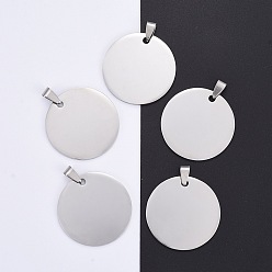 Stainless Steel Color 304 Stainless Steel Pendants, Manual Polishing, Blank Stamping Tags, Flat Round, Stainless Steel Color, 35x35x1.8mm