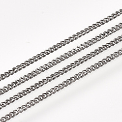 Gunmetal Iron Curb Chains, with Spool, Soldered, Gunmetal, 1.6x1.2x0.3mm, about 100yard/roll