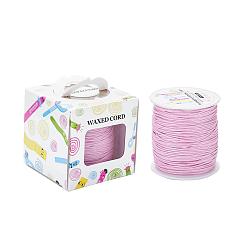 Pink Waxed Cotton Cords, Pink, 1mm, about 100yards/roll(91.44m/roll), 300 feet/roll