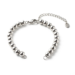 Couleur Acier Inoxydable 202 bracelet en acier inoxydable faisant des conclusions, avec des perles de rondelle, couleur inox, 5-7/8 pouce (15 cm)