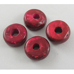 Rouge Perles de coco, donut, rouge, 9mm, Trou: 2.5mm, environ2200 pcs / 500 g