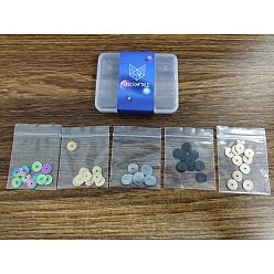 Mixed Color Unicraftale Vacuum Plating 304 Stainless Steel Spacer Beads, Disc, Mixed Color, 8x0.8mm, Hole: 1.2mm, 5 colors, 10pcs/color, 50pcs/box