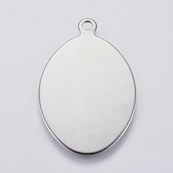 Stainless Steel Color 201 Stainless Steel Stamping Blank Tag Pendants, Oval, Stainless Steel Color, 34x22x1mm, Hole: 2.5mm