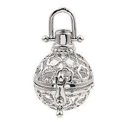 Платина Подвески в виде стойки из латуни с бусинами, для ожерелья, долговечный, круглые, платина, лоток : 16.5 мм, 31x20x18 мм, отверстие : 5.6x5.4 мм