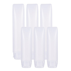 Blanc Bouteilles de bouchon supérieur en plastique transparent pe, avec couvercles à vis en plastique pp, pour lotion, shampooing, crème, blanc, 13.2x2.8 cm, capacité: environ 30~50 ml