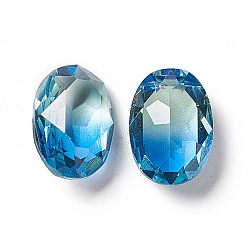 Sapphire Faceted K9 Glass Rhinestone Cabochons, Pointed Back, Oval, Sapphire, 14x10x5.8mm