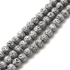 Silver Plated Electroplated Natural Lava Rock Beads Strands, Bicone, Silver Plated, 4x5mm, Hole: 0.8mm, about 89~90pcs/strand, 15.35~15.55 inch(39~39.5cm)