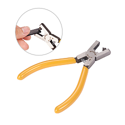 Yellow Iron Hole Punch Pliers, Can Pouch 2mm Round Hole, Yellow, 136x91x9.5mm
