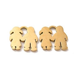 Golden Ion Plating(IP) 304 Stainless Steel Charms, Lover, Golden, 11.5x13x1.4mm