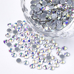 Cristal AB Hotfix rhinestone, cabujones traseros planos de diamantes de imitación de cristal, semicírculo, crystal ab, ss 10, 2.7~2.8x1 mm, sobre 1440 unidades / bolsa