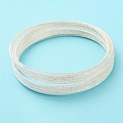 Silver Iron Wire, Textured Round, for Bangle Making, Silver, 1.2mm, Inner Diameter: 98mm
