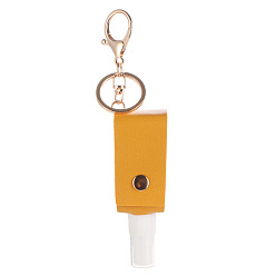 Goldenrod Plastic Hand Sanitizer Bottle with PU Leather Cover, Portable Travel Spray Bottle Keychain Holder, Goldenrod, 10mm