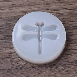 Blanco Moldes de silicona de grado alimenticio de libélula diy, moldes de resina, para resina uv, fabricación de joyas de resina epoxi, blanco, 42x7.5 mm, diámetro interior: 29.5x30.5 mm