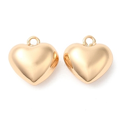 Light Gold Brass Pendants, Heart Charm, Light Gold, 16x15x8mm, Hole: 1.8mm
