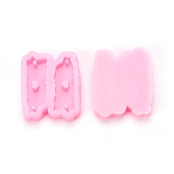 Perlas de Color Rosa Moldes de silicona de grado alimenticio con forma de mapa de Puerto Rico, para hornear diy de pastel de gasa, rosa perla, 47x40x10 mm, agujero: 2.5 mm, diámetro interior: 40x14 mm