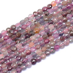 Mixed Stone Natural Red Corundum/Ruby and Sapphire Beads Strands, Faceted, Flat Round, 4x2.5mm, Hole: 0.6mm, about 100pcs/strand, 15.35 inch(39cm)