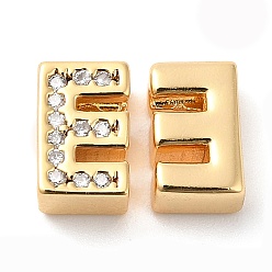 Letter E Micro en laiton pavent des perles cubes de zircone, réel 18 k plaqué or, lettre e, 8x5x3.5mm, Trou: 1.2mm