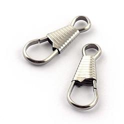 Stainless Steel Color 304 Stainless Steel Keychain Clasp Findings, Stainless Steel Color, 25x9.5x3mm