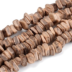 Camel Coconut Beads Strands, Square Heishi Beads, Camel, 6~8x2~6mm, Hole: 1.6mm, about 110pcs/Strand, 15.75 inch(40cm)