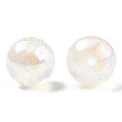 Creamy White ABS Plastic Imitation Pearl Beads, AB Color Plated, Round, Creamy White, 12mm, Hole: 1.8mm