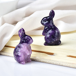 Lepidolite Natural Lepidolite/Purple Home Display Decorations, 3D Rabbit, 22x40mm