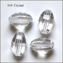 Clair Imitations de perles de cristal autrichien, grade de aaa, facette, ovale, clair, 6x9.5mm, Trou: 0.7~0.9mm