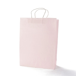 Rose Brumeux Sacs en papier rectangle, avec poignées, pour sacs-cadeaux et sacs à provisions, rose brumeuse, 42x31.3x11.3 cm, pli: 42x31.3x0.2 cm