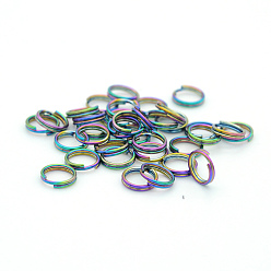 Rainbow Color Ion Plating(IP) 304 Stainless Steel Split Rings, Double Loops Jump Rings, Rainbow Color, 7x1.5mm, Inner Diameter: 5.5mm, Single Wire: 0.5mm thick