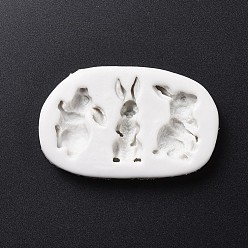 Antique White Food Grade Bunny Silicone Molds, Fondant Molds, For DIY Cake Decoration, Chocolate, Candy, UV Resin & Epoxy Resin Jewelry Making, Rabbit, Antique White, 50x80mm, Inner Measure: 33~40mm