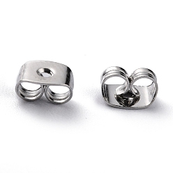 Platinum Brass Friction Ear Nuts, Ear Locking Earring Backs for Post Stud Earrings, Platinum, 6x4x3.5mm, Hole: 1mm
