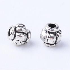 Antique Silver Tibetan Style Alloy Spacer Beads, Lantern, Cadmium Free & Lead Free, Antique Silver, 4x4mm, Hole: 1mm, about 5800pcs/1000g