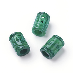 Myanmar Jade Perles européennes de jade birman / jade birman, Perles avec un grand trou   , teint, colonne, 14x10mm, Trou: 5mm