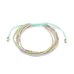 Бирюза Регулируемые браслеты из плетеных стеклянных бусин, многожильные браслеты для женщин, бирюзовые, внутренний диаметр: 2~3-1/8 дюйм (5~8 см)