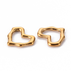 Oro 304 de acero inoxidable que une los anillos, corazón, dorado, 17x19.5x2.5 mm, diámetro interior: 7x13 mm