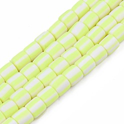 Green Yellow Handmade Polymer Clay Bead Strands, Column, Green Yellow, 6x6mm, Hole: 1.5mm, about 63pcs/strand, 15.55 inch~15.94 inch(39.5~40.5cm)