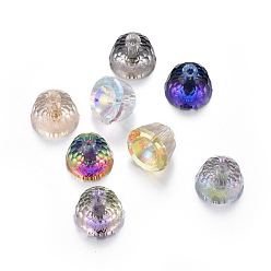 Color mezclado Galvanoplastia k 9 cuentas de diamantes de imitación de vidrio, facetados, campana, color mezclado, 10.5x7~7.5 mm, agujero: 1.4 mm