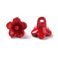 Dark Red Spray Painted Alloy Charms, Flower Charm, Dark Red, 8x8.5x2mm, Hole: 1.6mm