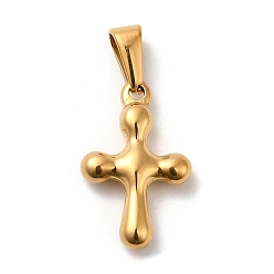 Golden Vacuum Plating 304 Stainless Steel Pendants, Long-Lasting Plated, Cross Charm, Golden, 22x13.5x4mm, Hole: 6.7x3.2mm