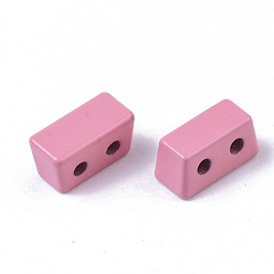 Pink Окрашенные распылением легкосплавные многожильные звенья, без кадмия и без свинца, для изготовления эластичных браслетов, трапециевидные, розовые, 8x4x4.5 мм, отверстие : 1 мм