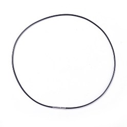 Черный Изготовление ожерелья из воскового полиэстера, с 304 нержавеющей стали застежки, чёрные, 19.84 дюйм (50.4 см), 2 мм