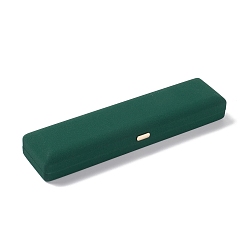 Dark Green PU Leather Necklaces Gift Boxes, with Iron Crown, Cuboid, Dark Green, 5.85x22.6x3.1cm, Inner diameter: 45x218mm