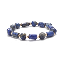 Lapis Lazuli Colonne de lapis lazuli naturel & bracelet extensible rond pour femme, diamètre intérieur: 2 pouce (5 cm)