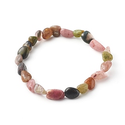 Tourmaline Natural Tourmaline Beaded Stretch Bracelets for Kids, Tumbled Stone, Nuggets, Inner Diameter: 1-3/4~1-7/8 inch(4.3~4.7cm)