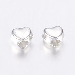 Silver Tibetan Style Alloy Spacer Beads, Cadmium Free & Nickel Free & Lead Free, Heart, Silver, 3.5x4x3mm, Hole: 1.5mm