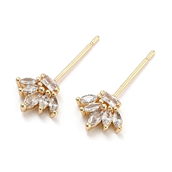 Real 18K Gold Plated Brass Micro Cubic Zirconia Crown Head Pins, for Baroque Pearl Making, Real 18K Gold Plated, 20x9.5x2.5mm, Pin: 0.6mm