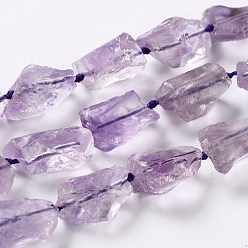 Amethyst Rough Raw Natural Amethyst Beads Strands, Nuggets, 13.5~23.5x12~15x8~12mm, Hole: 1mm, about 22pcs/strand, 16.14''(41cm)