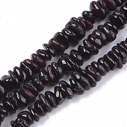 Garnet Natural Garnet Beads Strands, Chip, 8~15x8~12x1~5mm, Hole: 1mm , about 110~120pcs/Strand, 15.75 inch(40cm)